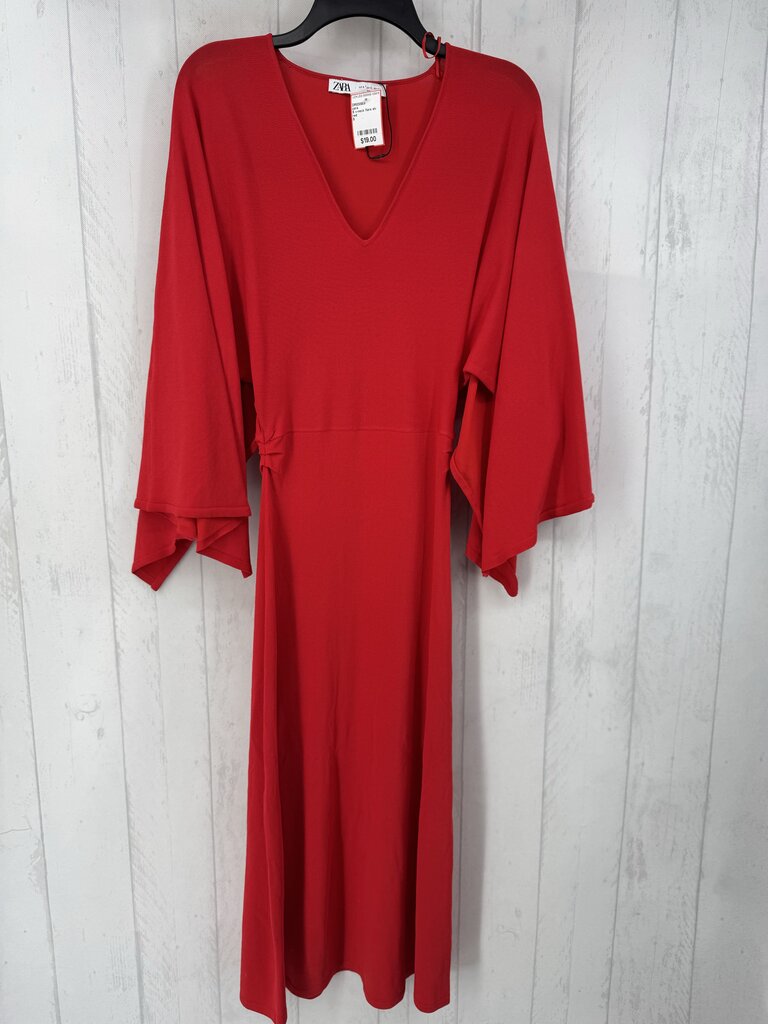 S v-neck flare slv knit dress