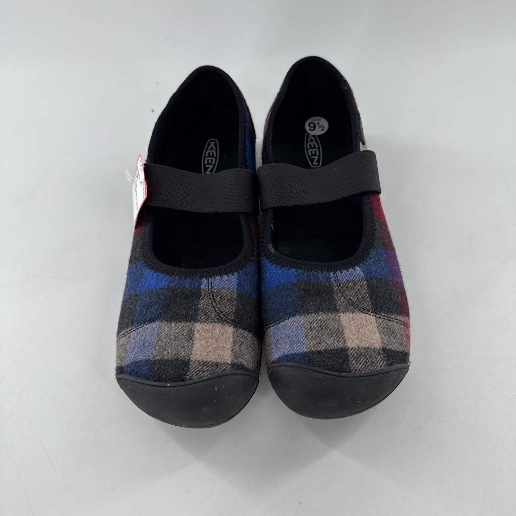 9.5 plaid mary jane slip-ons