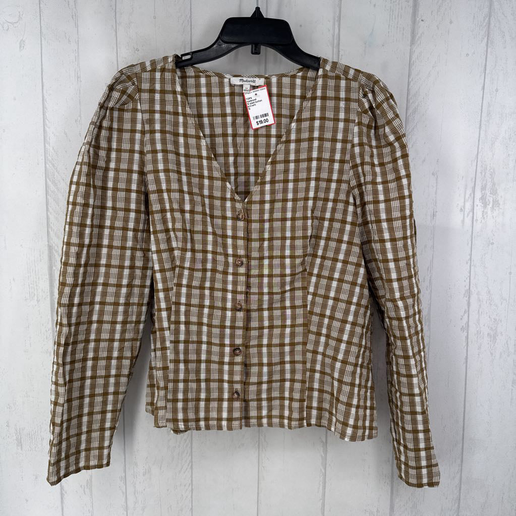 12 plaid button down l/s top