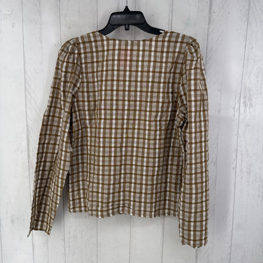 12 plaid button down l/s top