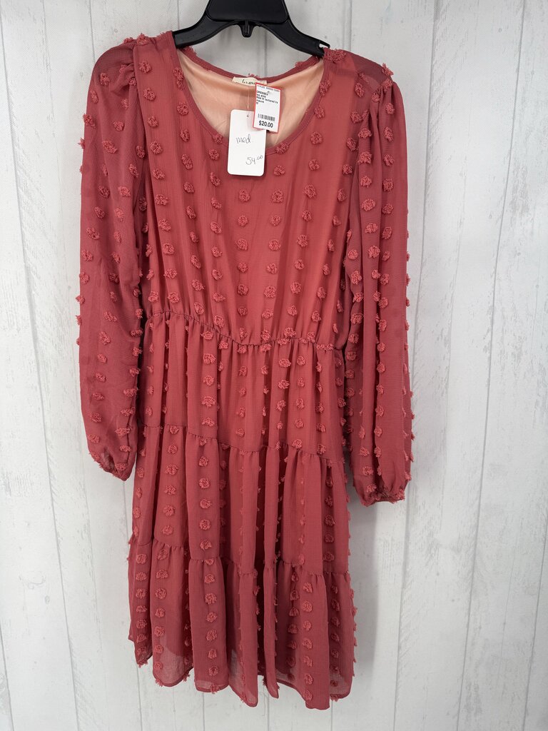 R54 M textured l/s tiered dress