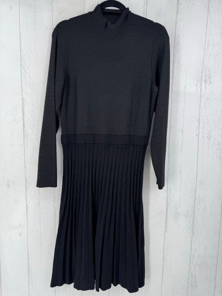 XXL rib knit pleated l/s dress