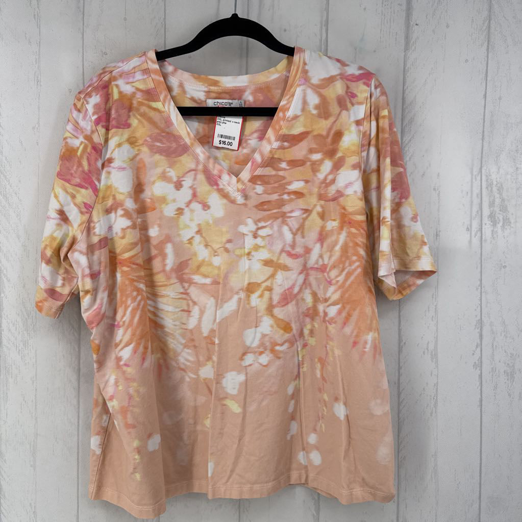 XXL printed v-neck s/s top