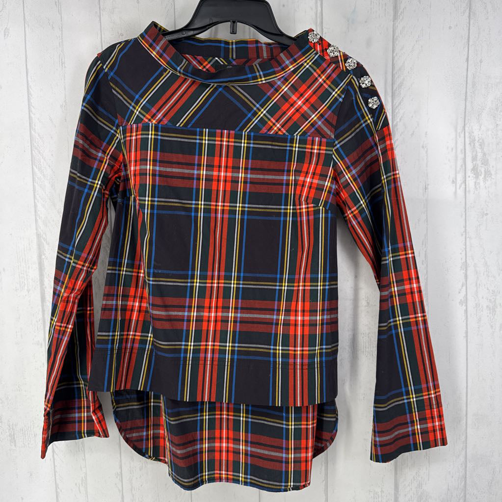 4 plaid l/s hi-lo top