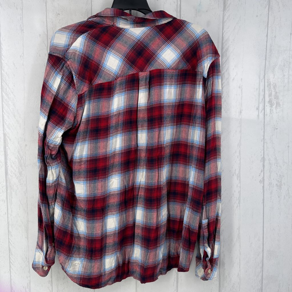 L plaid button down l/s top