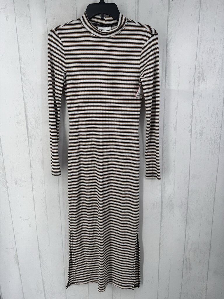 6 ribbed striped open back l/s dress