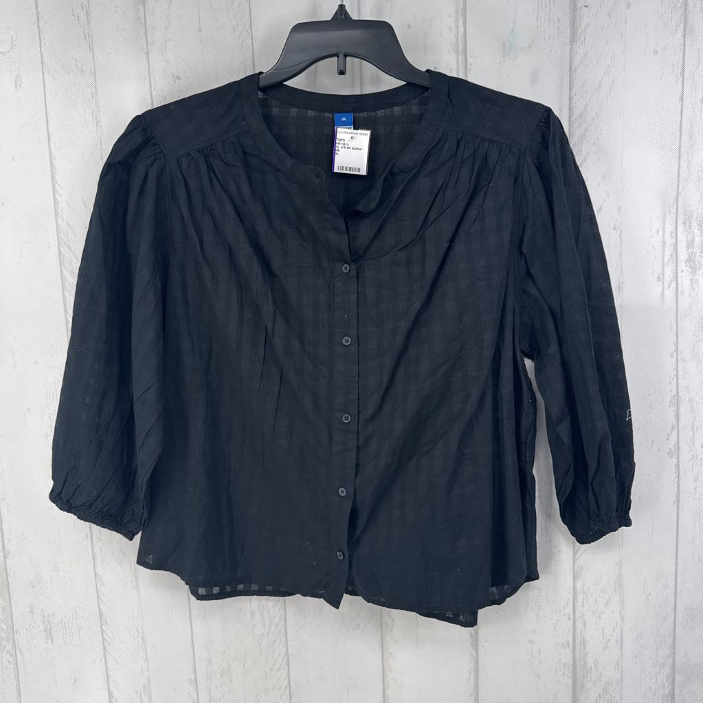 XL 3/4 slv button top