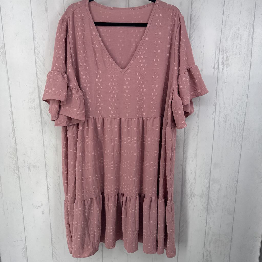 4xl s/s textured v-neck dress