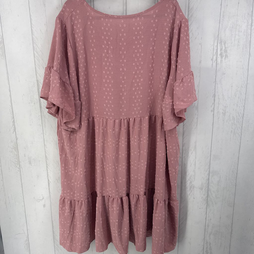 4xl s/s textured v-neck dress