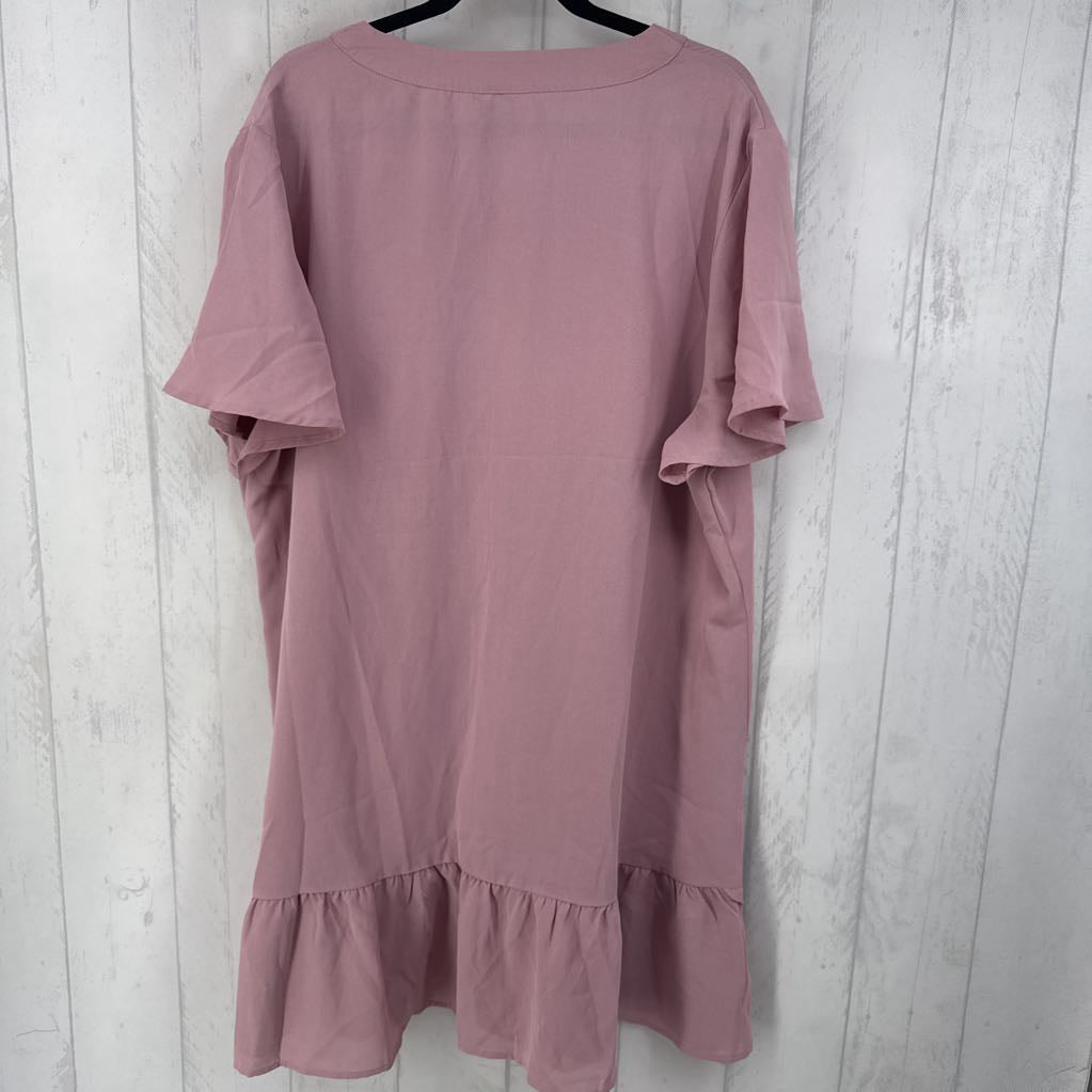 4xl s/s button ruffle hem dress