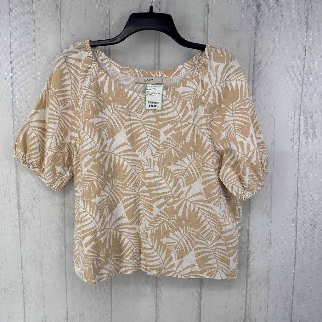 L s/s leaf print top