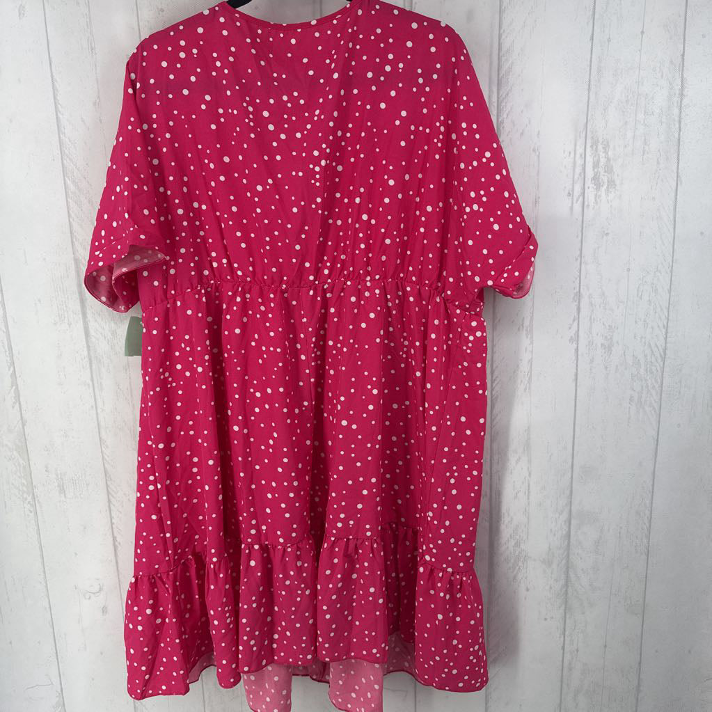 4xl s/s v-neck polka dot ruffle hem dress