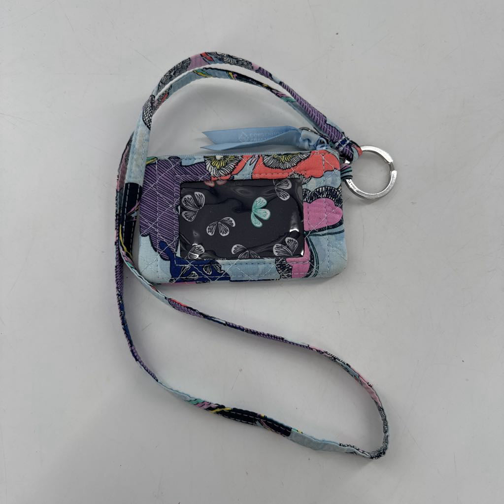 quilted flo print wallet/lanyard