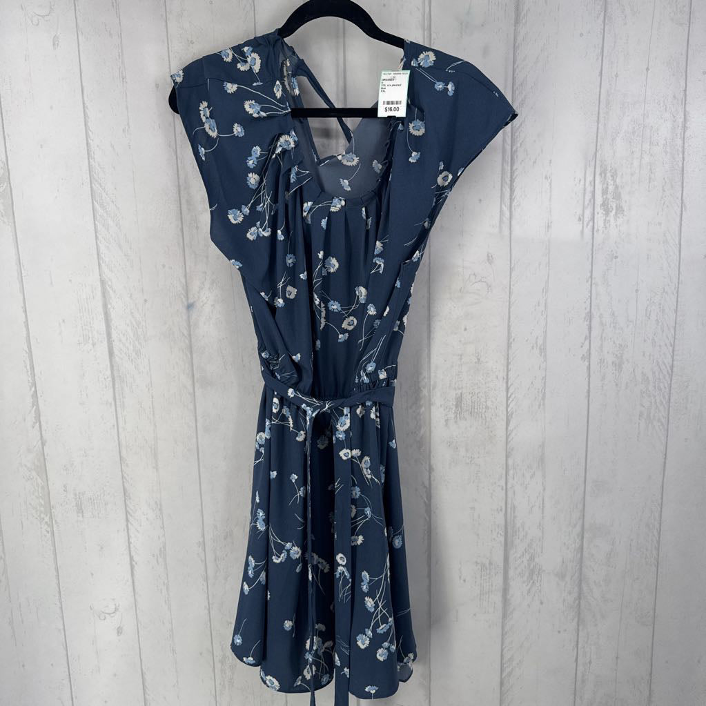 XXL s/s pleated flower print dress