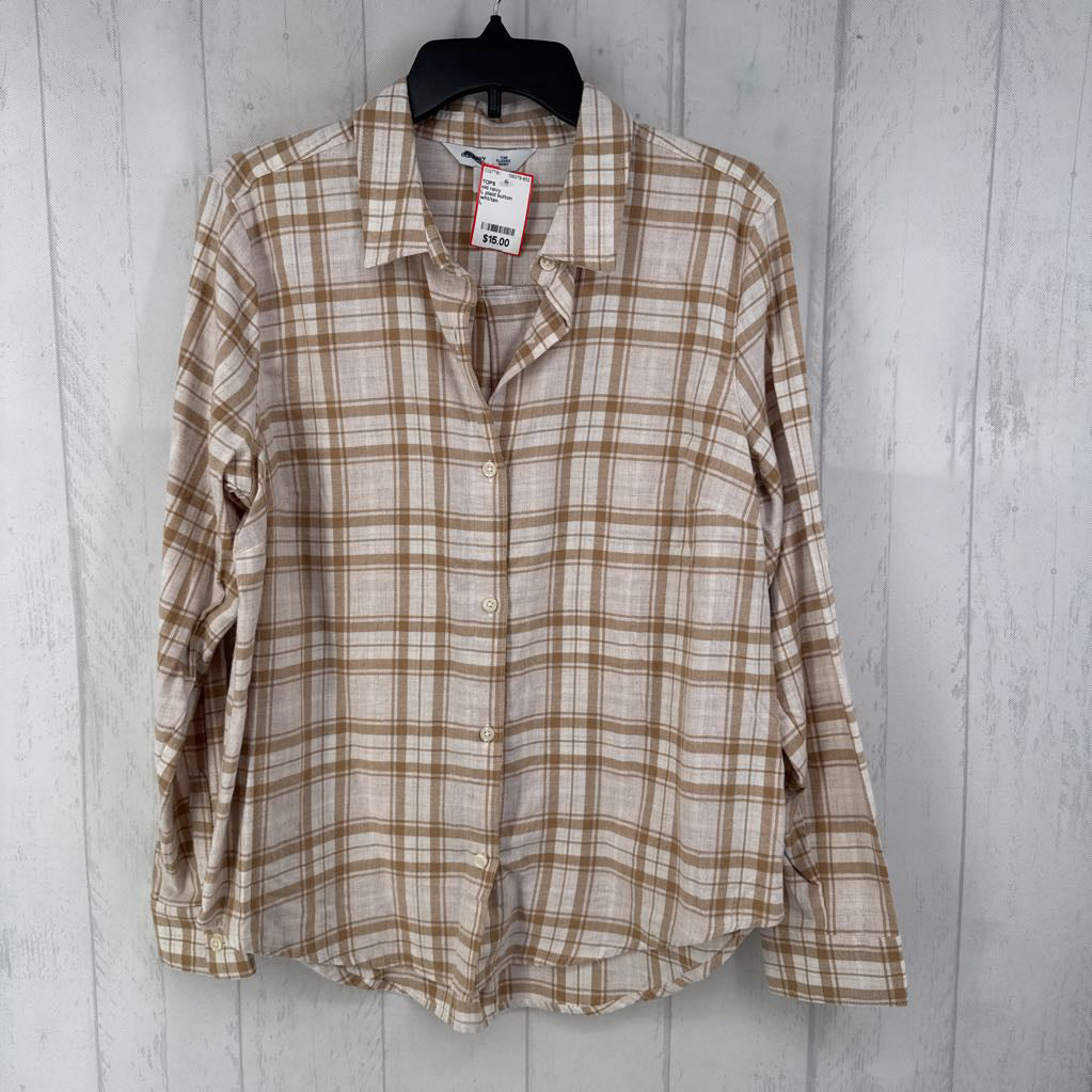 L plaid button down l/s top
