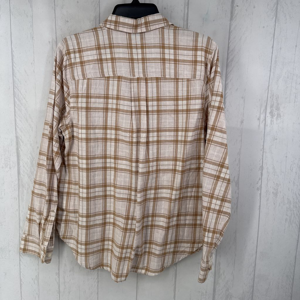 L plaid button down l/s top