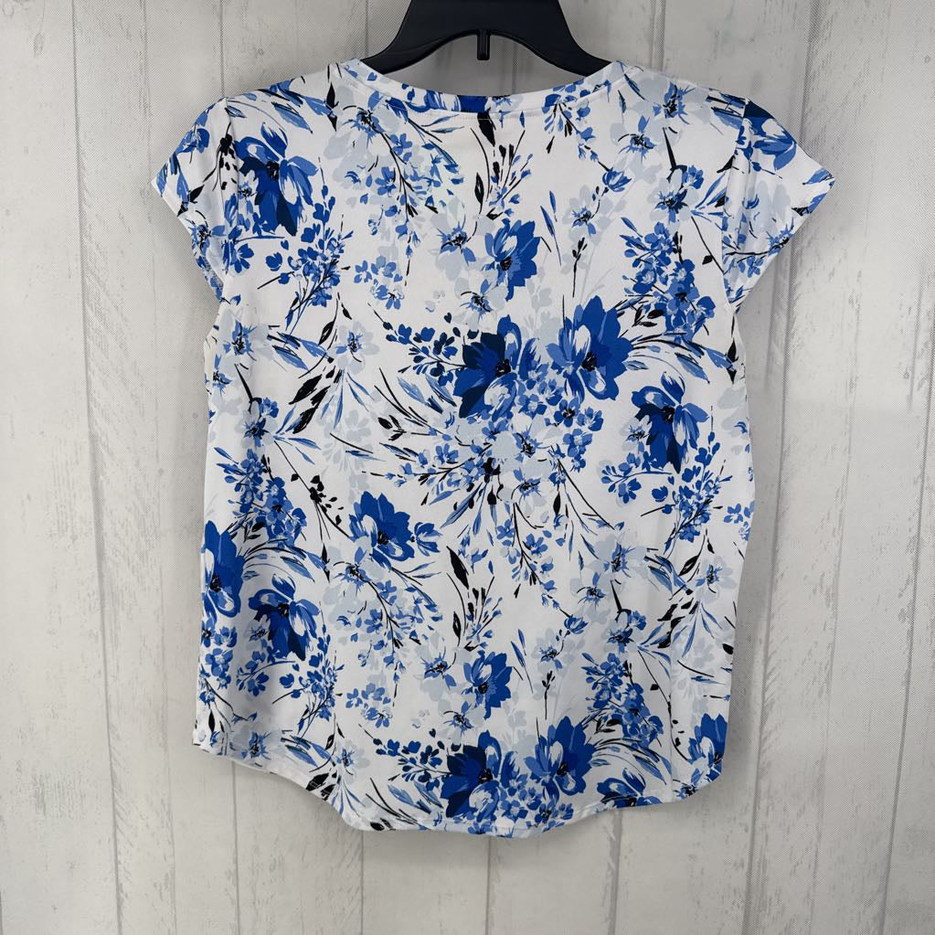 L s/s flower print scoop neck top