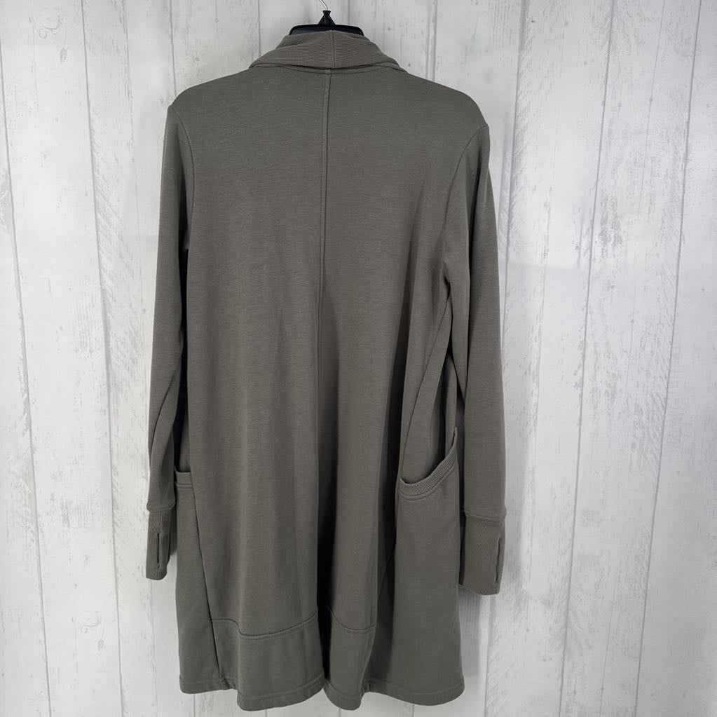 L faux fur open front cardi