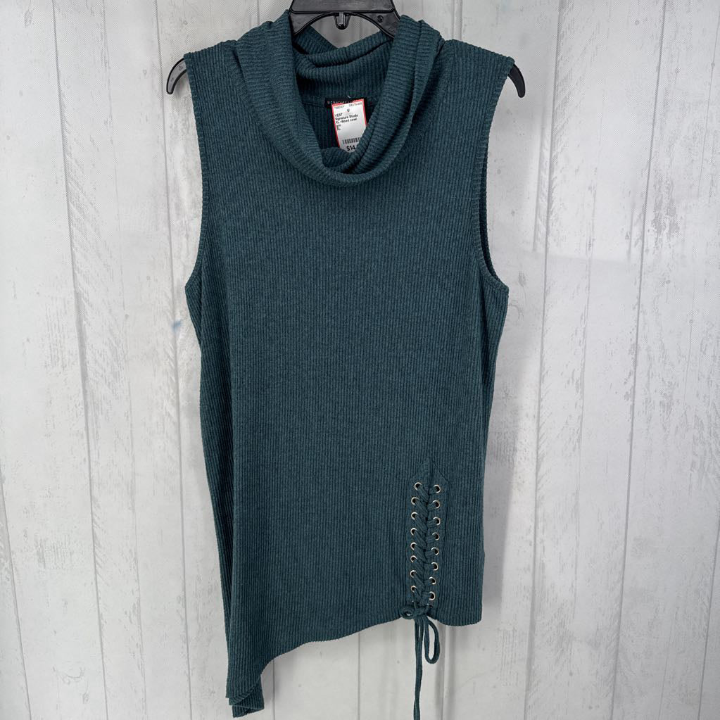 XL ribbed cowl neck slvls tunic vest