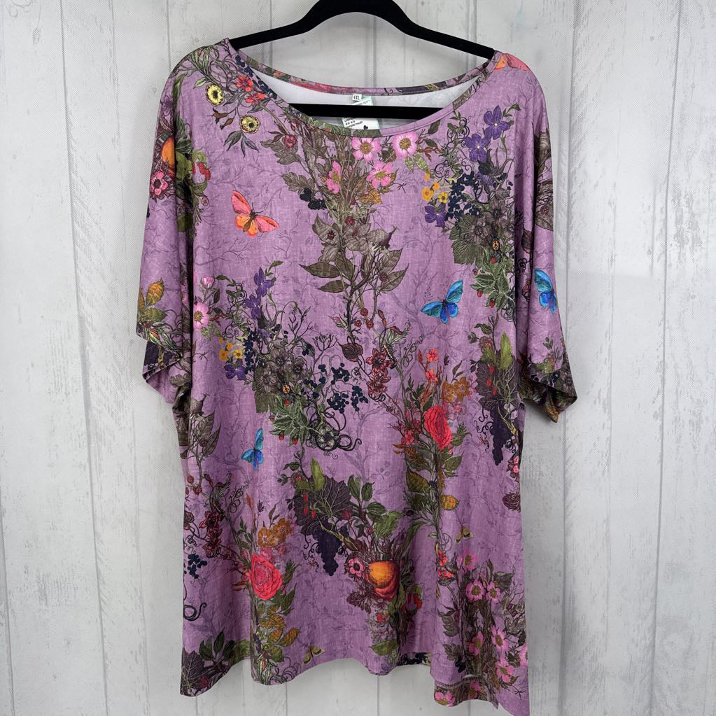4xl s/s flower/butterfly print tops