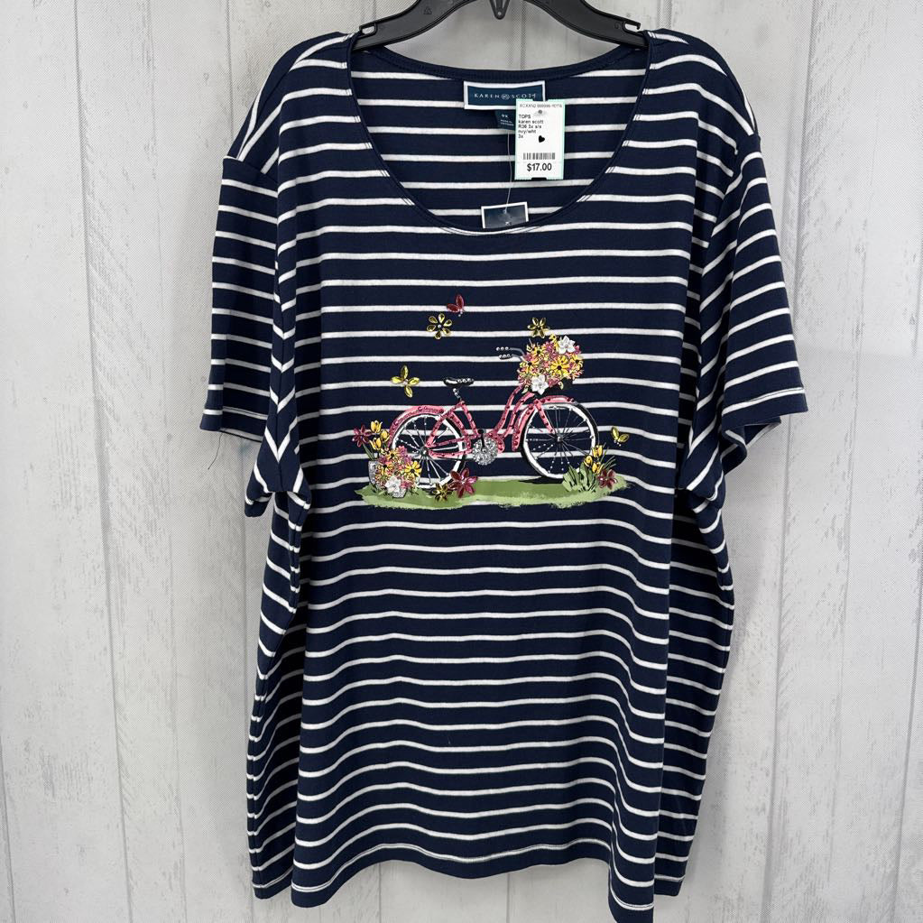 R36 3x s/s embellished bike stripe top