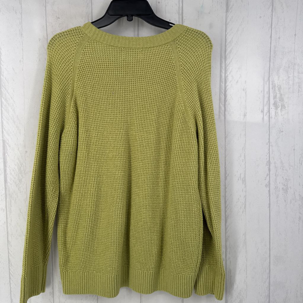 L waffle knit crewneck sweater