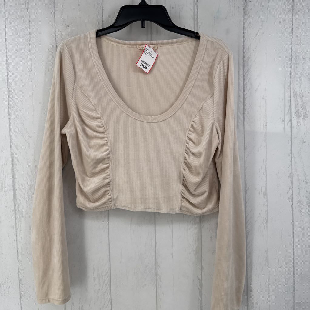 L velour cropped l/s top
