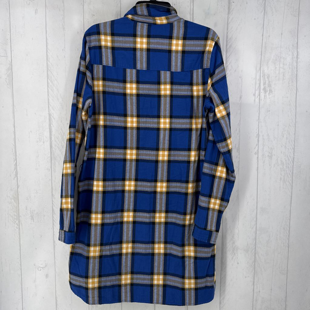 L/T plaid button down l/s dress