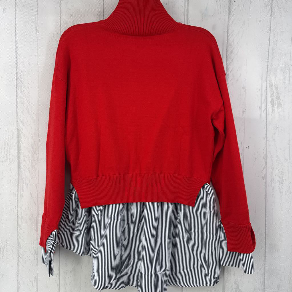 S layered shirt-tail mock-neck sweater
