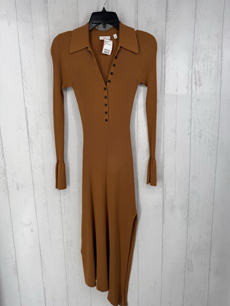 XS ribbed button front l/s dress