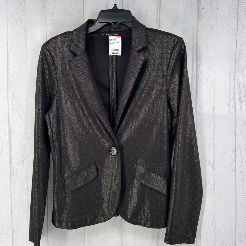 M metallic single button blazer
