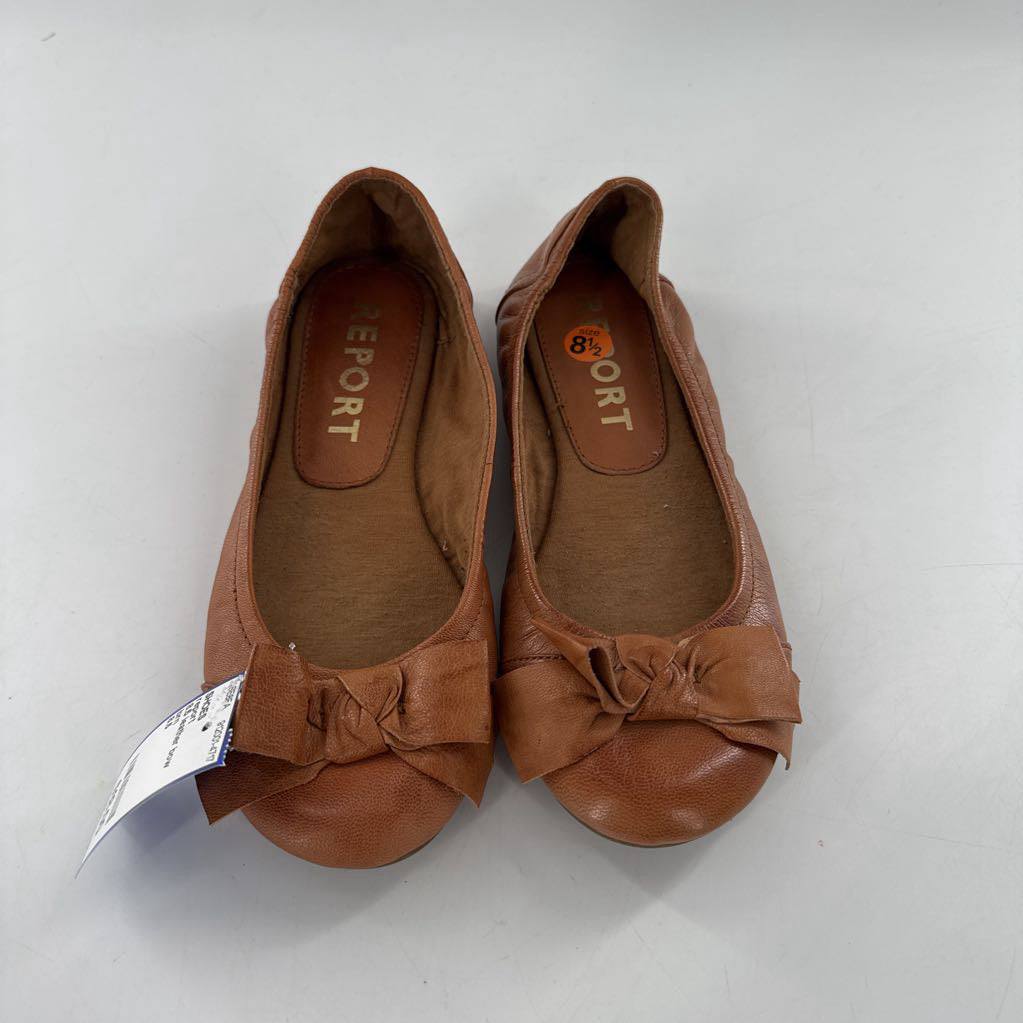 8.5 leather bow slip-on flats