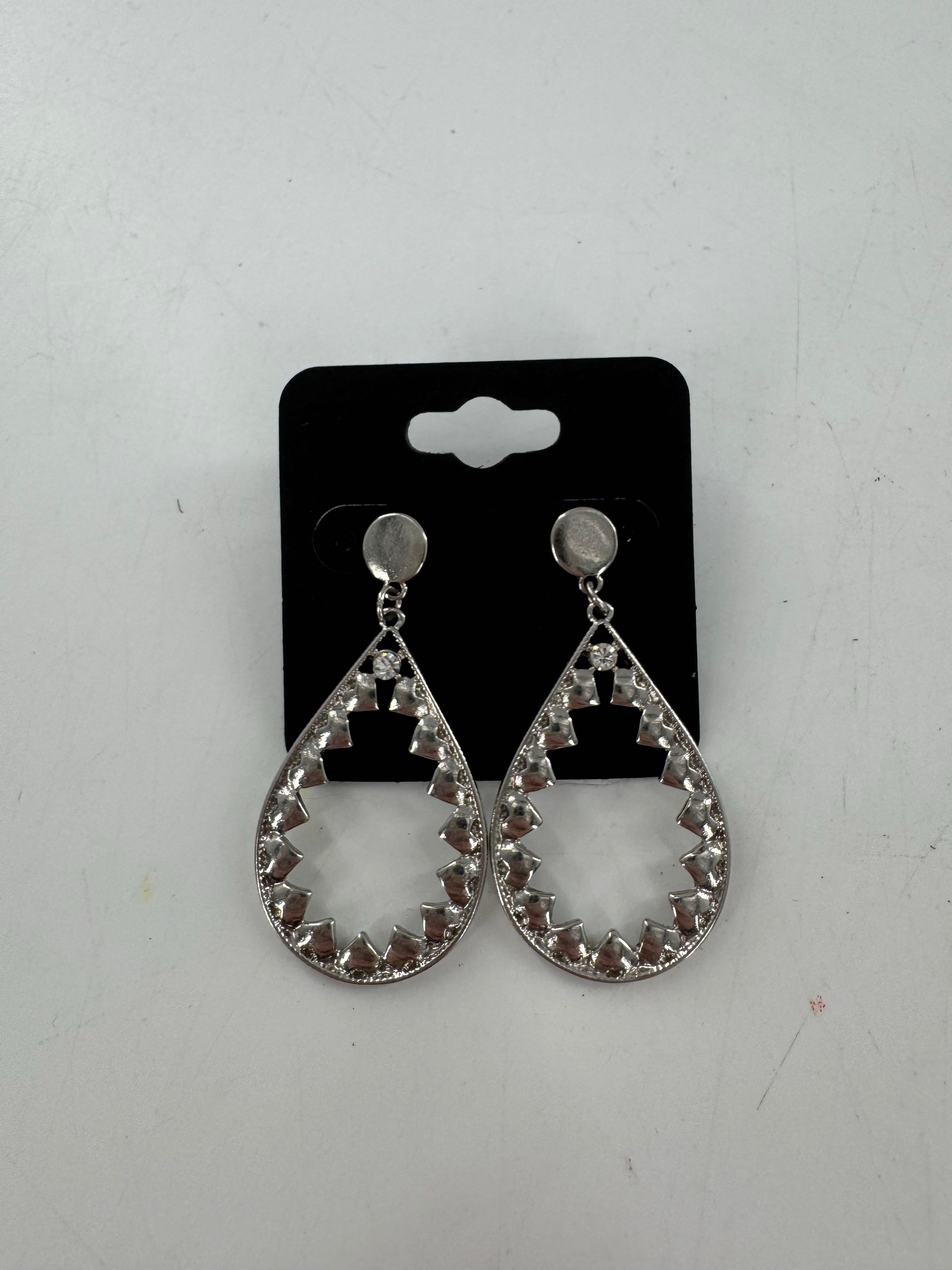 teardrop shape silver-tone earrings
