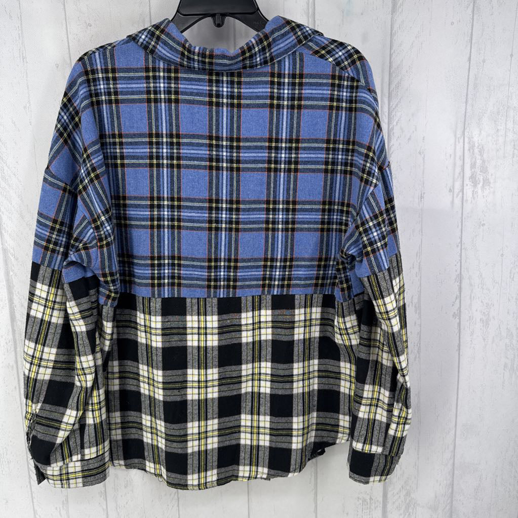 L plaid button down l/s top