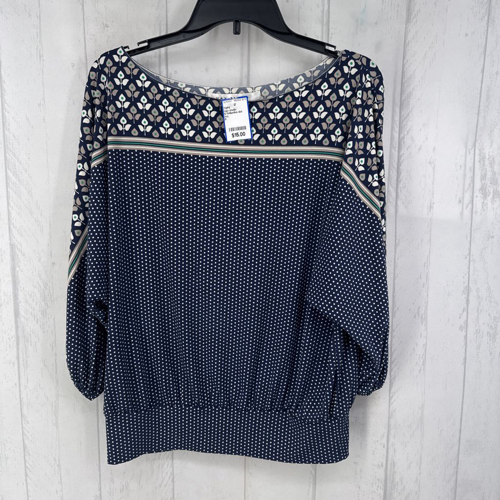 S flo&polka dot drop shoulder top