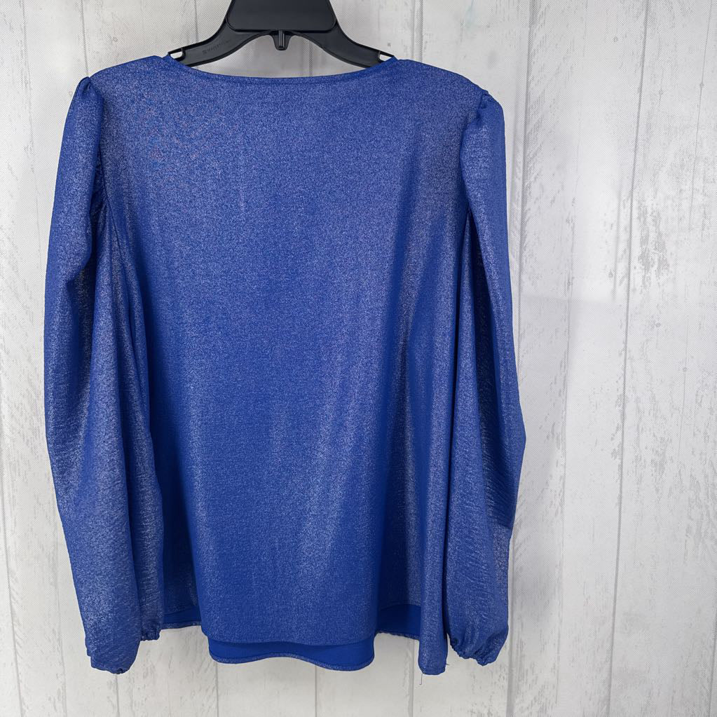 XL metallic notch neck l/s top