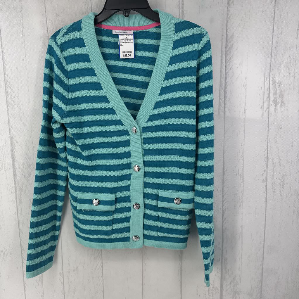 XXS striped button front cardi