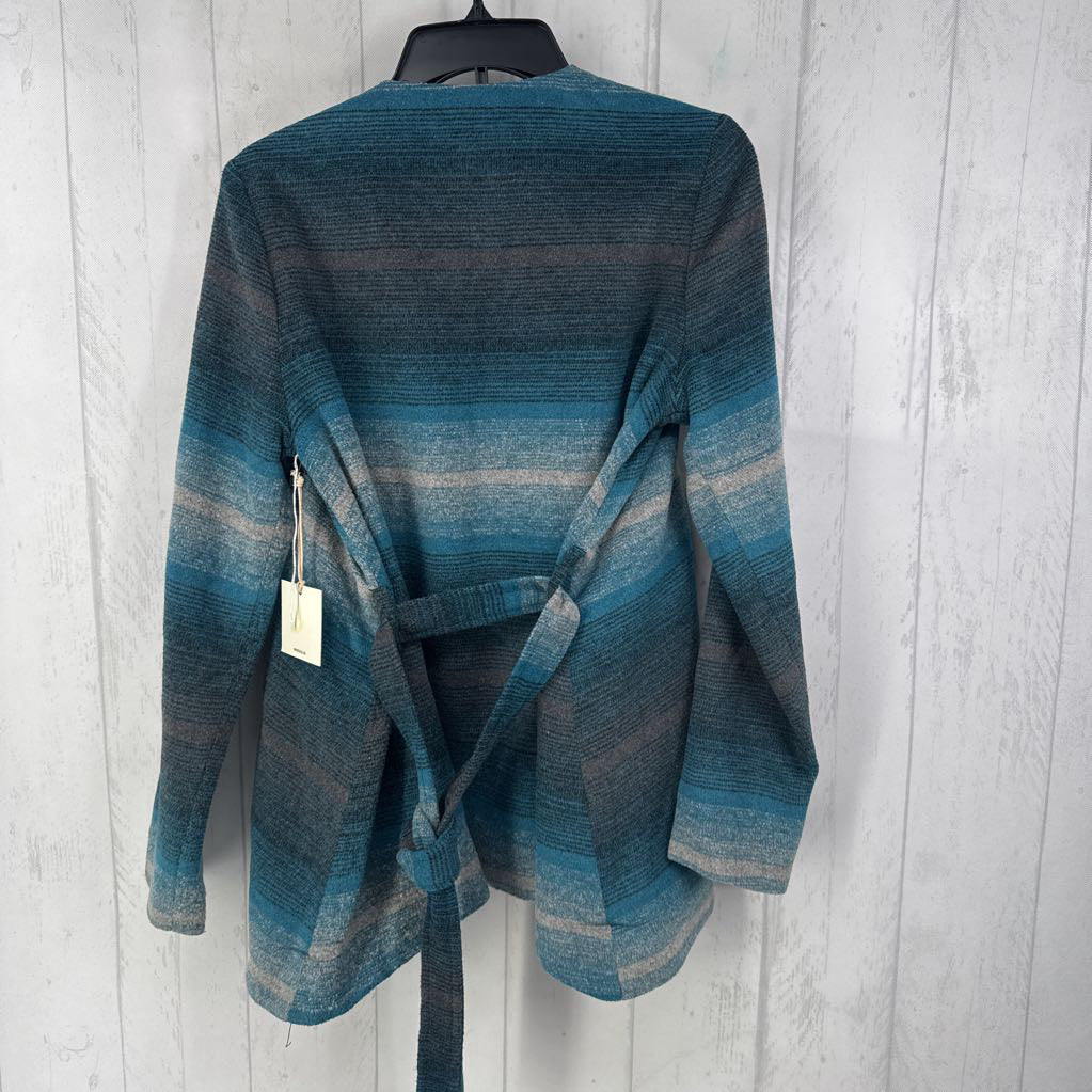 M striped belted cardi