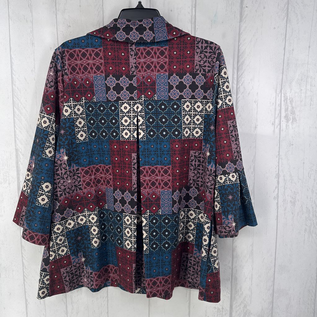 L printed 3/4 slv blazer