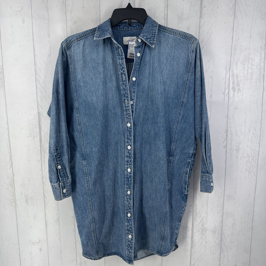 XS button down denim l/s dress