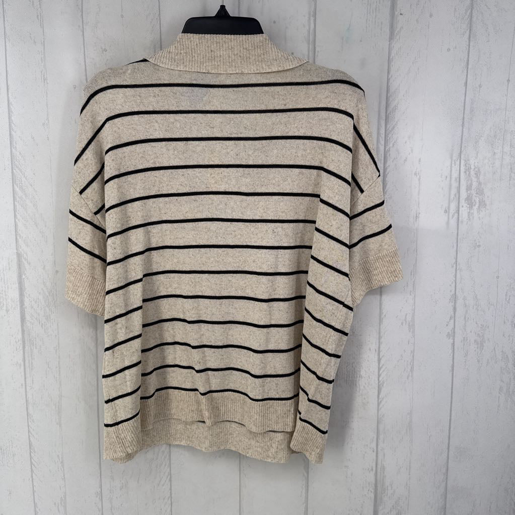 R128 L striped v-neck s/s top