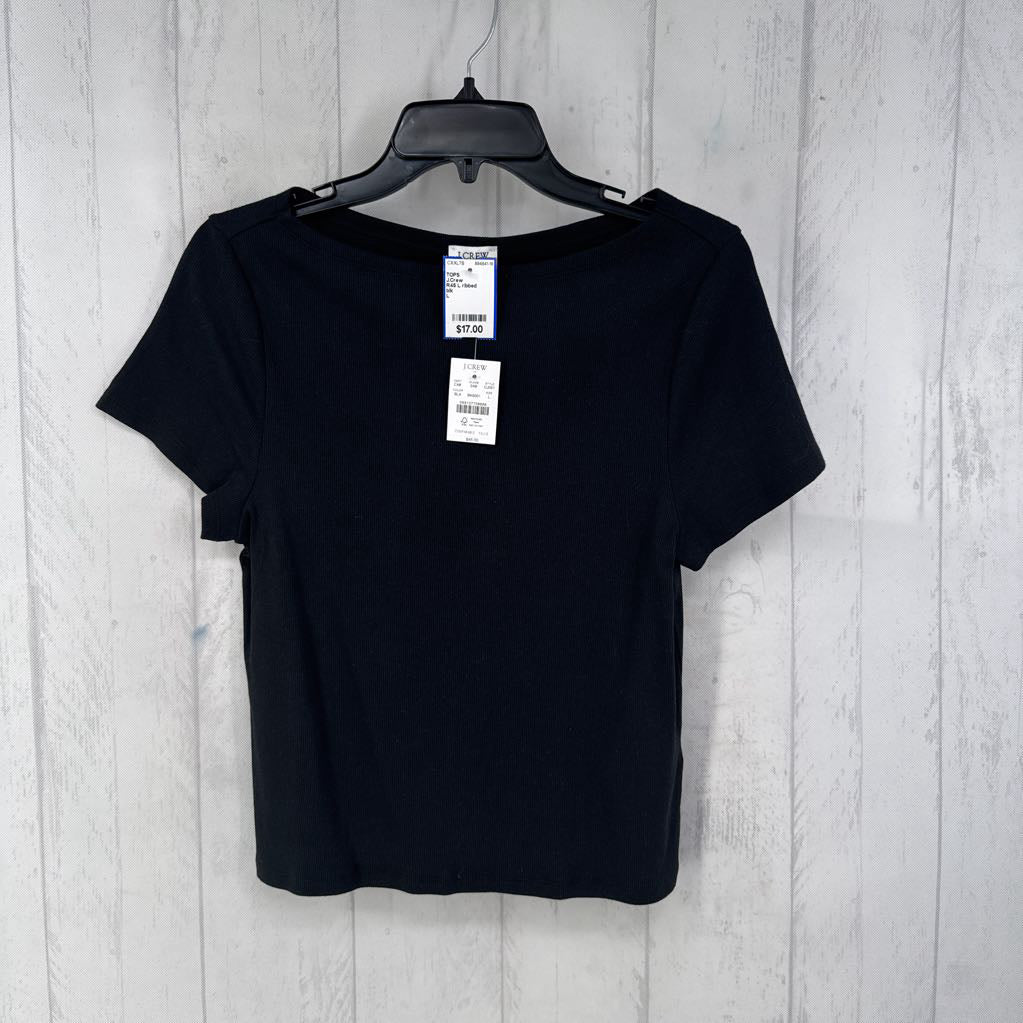 R45 L ribbed bateau neck s/s top