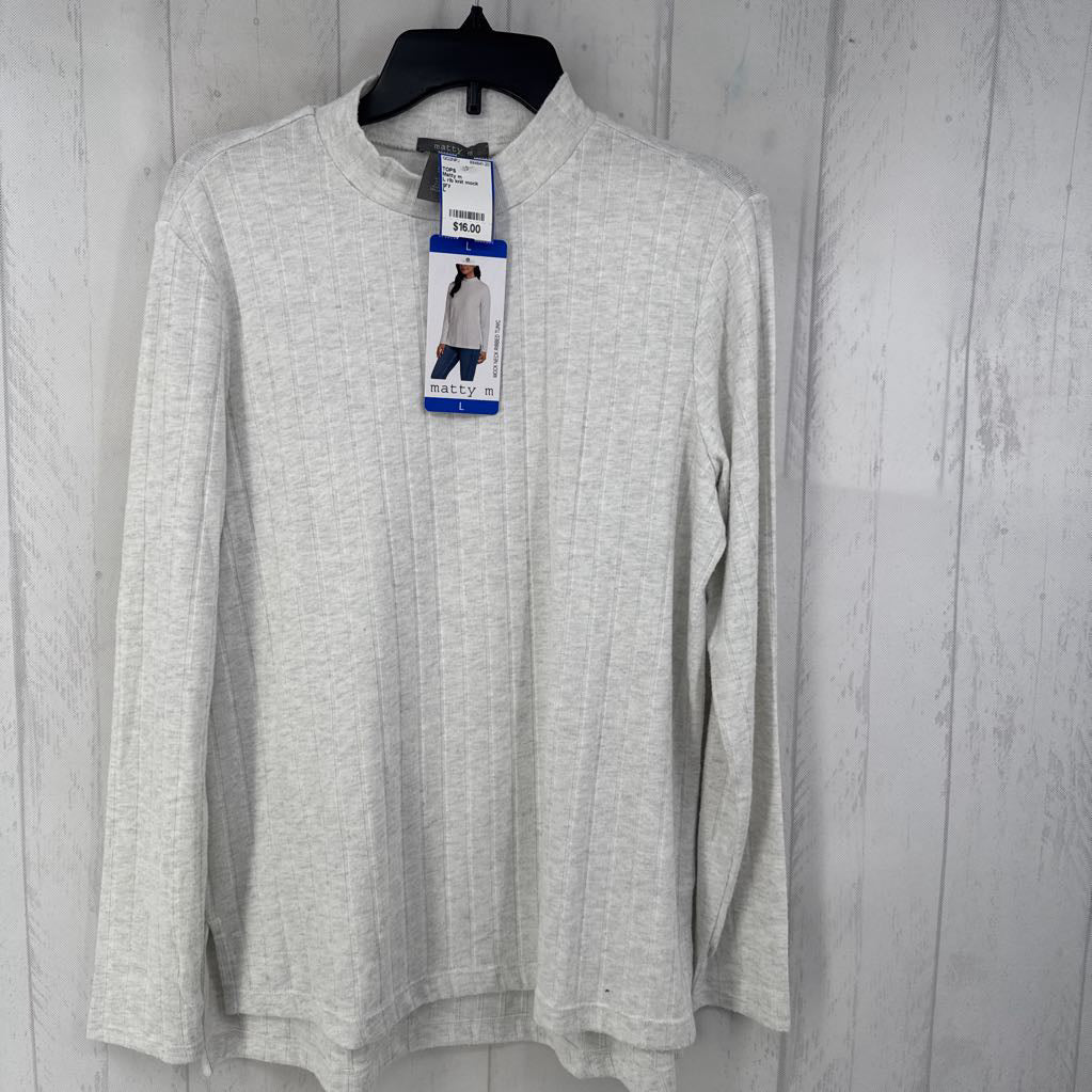 L rib knit mock neck l/s top