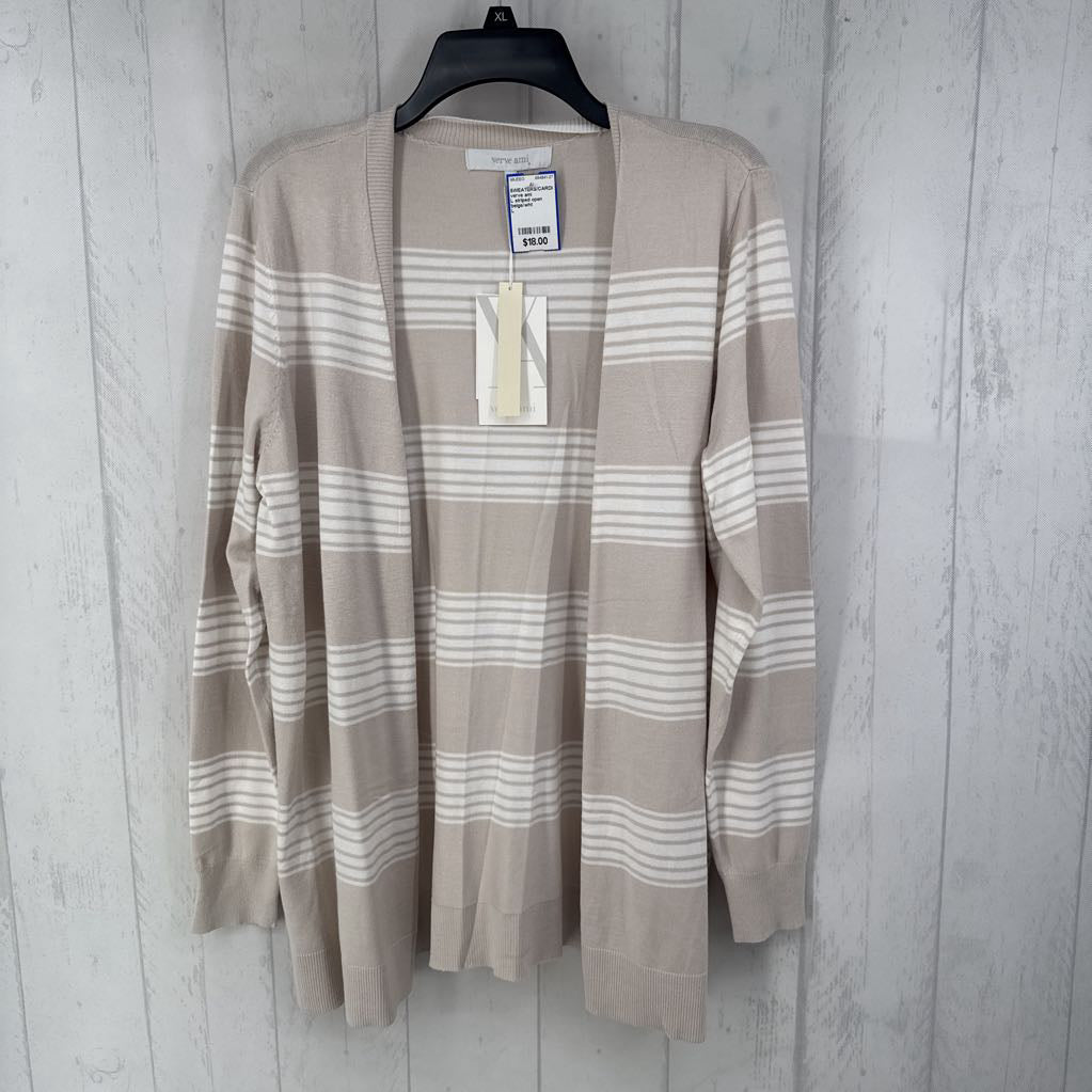 L striped open front cardi