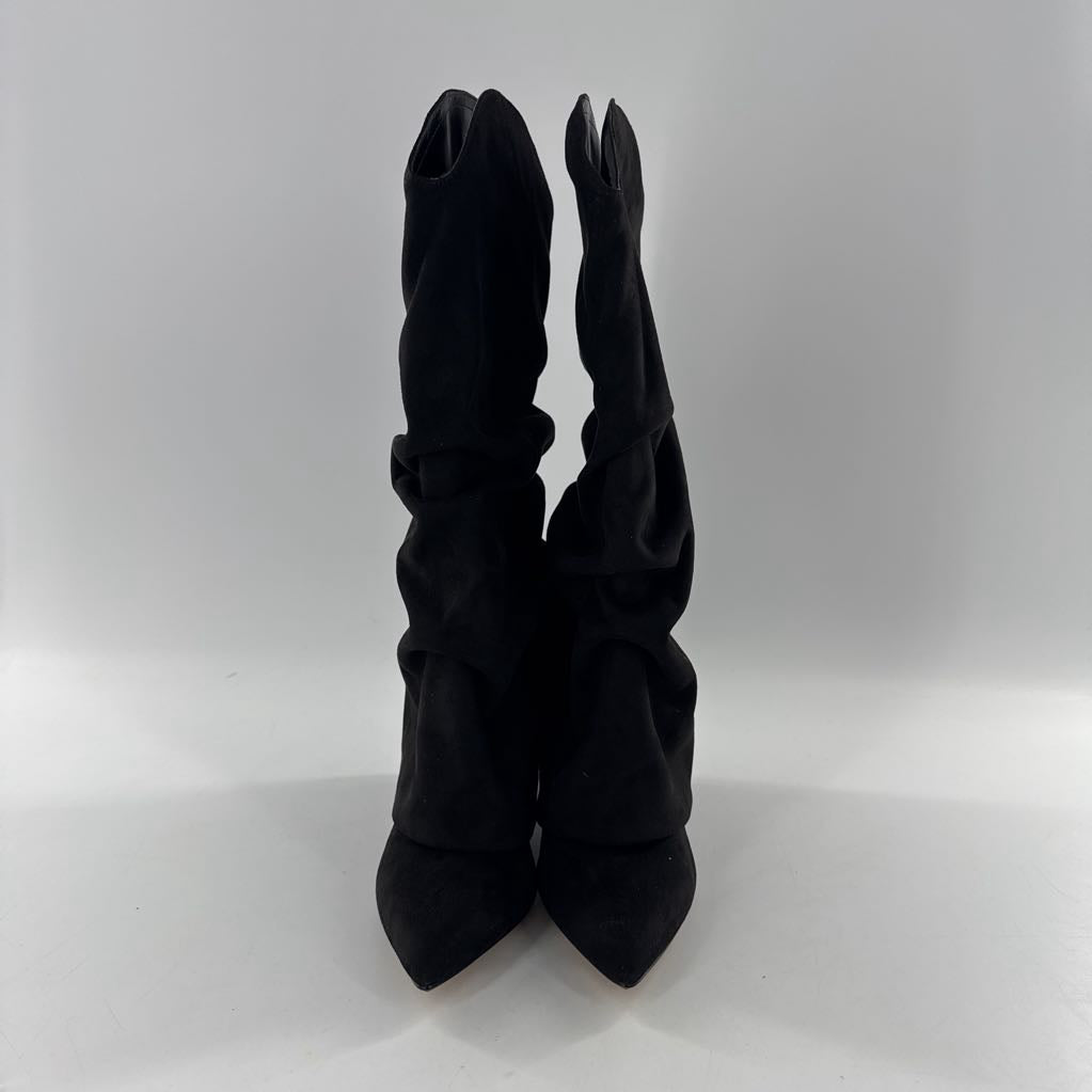 8.5 vegan suede ruched boot