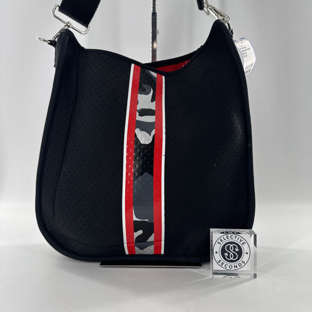 neoprene camo stripe messenger crossbody