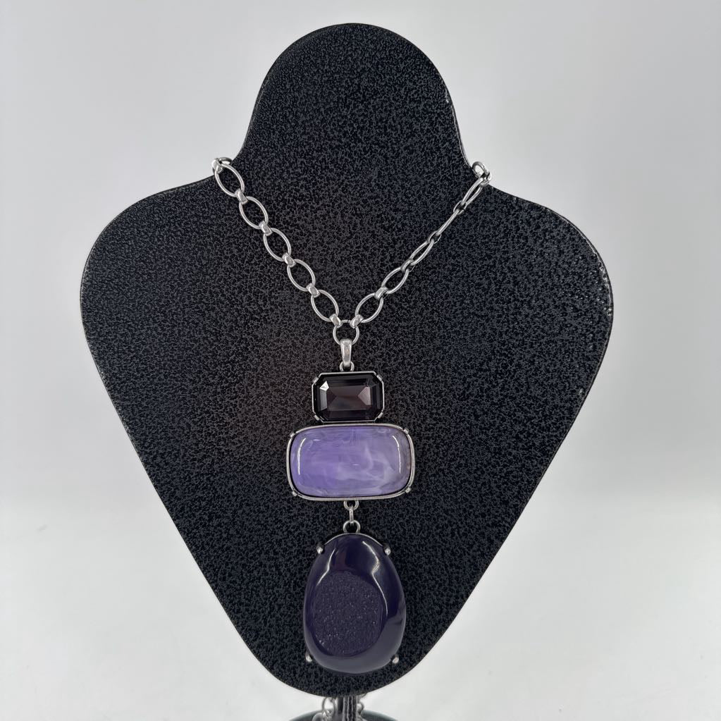 22" purple stones pendant necklace