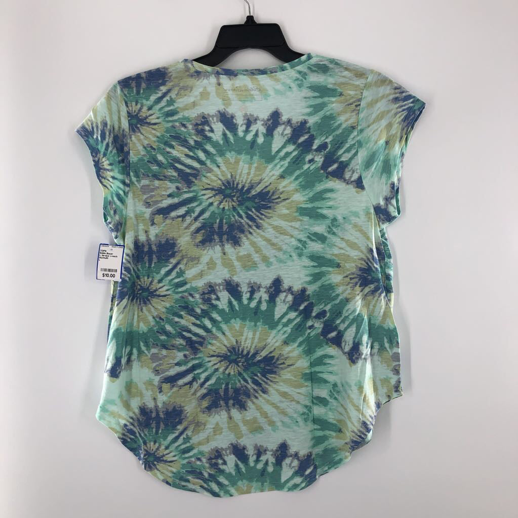 L tie-dye v-neck s/s tee