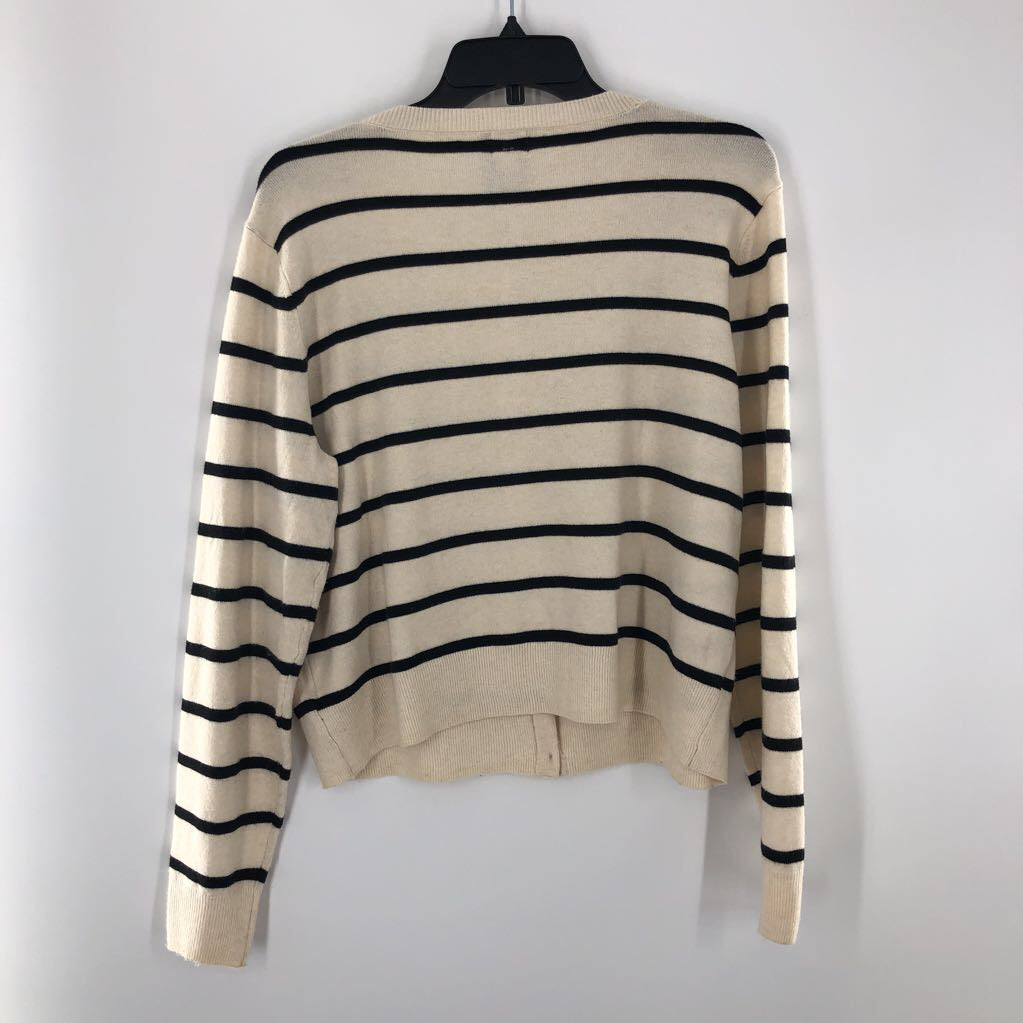 L striped button down cardi