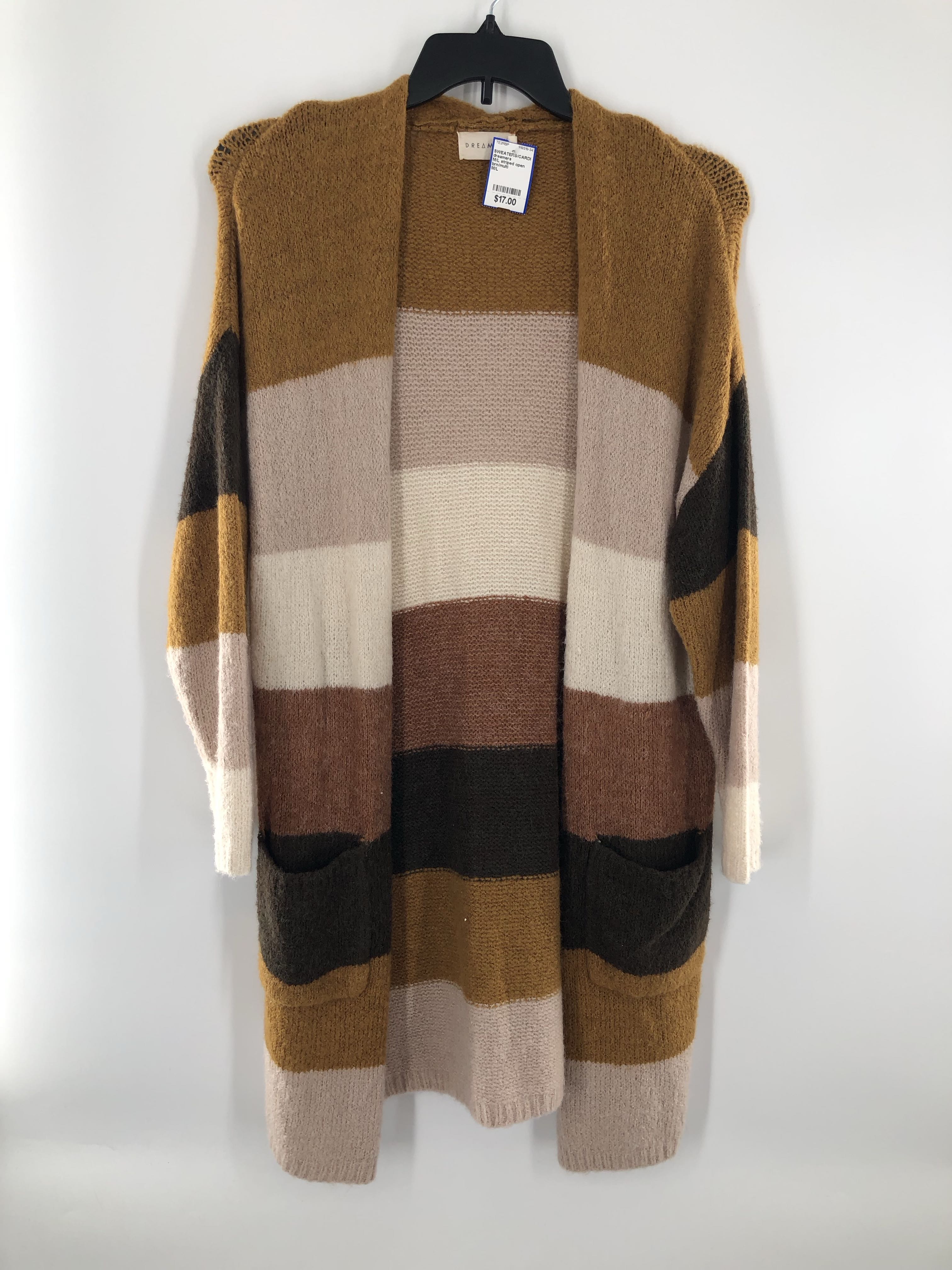 M/L striped open front cardi